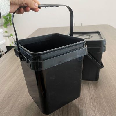 Cubo de plástico cuadrado rojo de usos múltiples con mango certificado y GAP/ISO/FDA