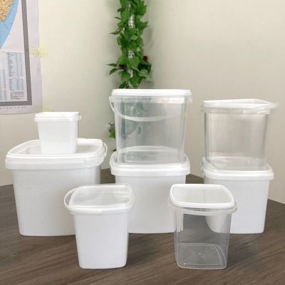 Cubo de plástico cuadrado rojo de usos múltiples con mango certificado y GAP/ISO/FDA