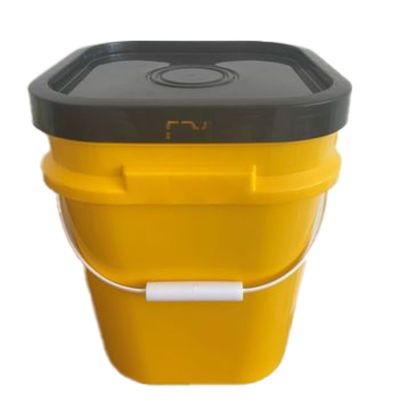Material de PP/HDPE personalizado de fácil apertura, cubo de plástico cuadrado de 5 galones y 6 galones con mango