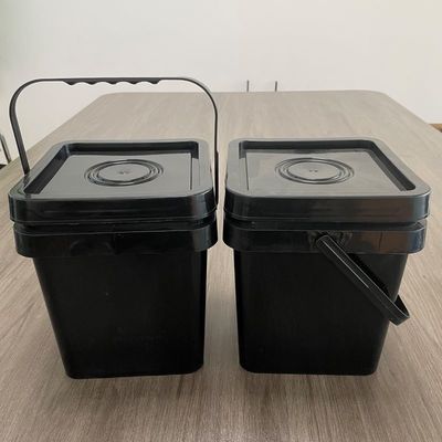 Cubo de plástico cuadrado negro para semillas en polvo 4L 5L 6L Diseño duradero y resistente