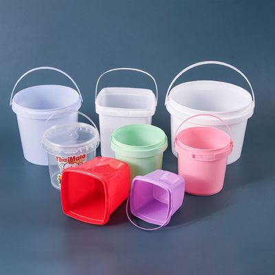 Personalizar 1L 2L 3L 4L 5L baldes redondos de plástico con tapas y asas para almacenamiento de alimentos