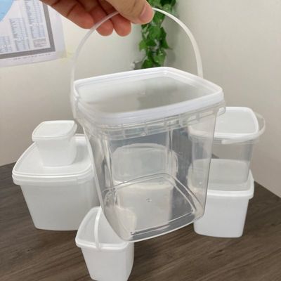 Contenedor de plástico de 1L de cubo cuadrado con tapa de impresión de transferencia de calor y GAP aprobado