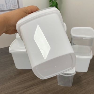 Contenedor de plástico de 1L de cubo cuadrado con tapa de impresión de transferencia de calor y GAP aprobado
