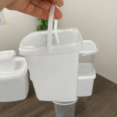 Contenedor de plástico de 1L de cubo cuadrado con tapa de impresión de transferencia de calor y GAP aprobado