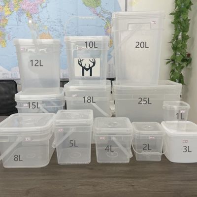 4L 5L 6L 8L 10L cubo cuadrado de plástico con mango y tapa personalizar sus cubos fácilmente