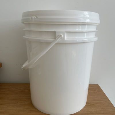 Cubo de plástico blanco redondo de 20L de 5 galones con tapa de impresión de pantalla de seda/transferencia de calor/IML