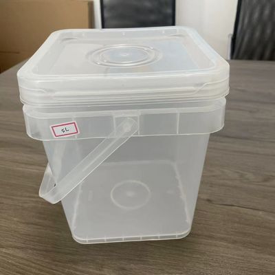 Embalaje de alimentos personalizado 5L cuadrados balde de plástico con diseño de fácil apertura e impresión IML