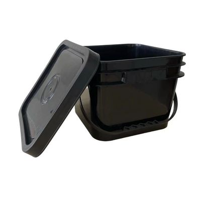 Cubo de plástico cuadrado de 8L personalizable para empacar 2 galones de cubo cuadrado en amarillo