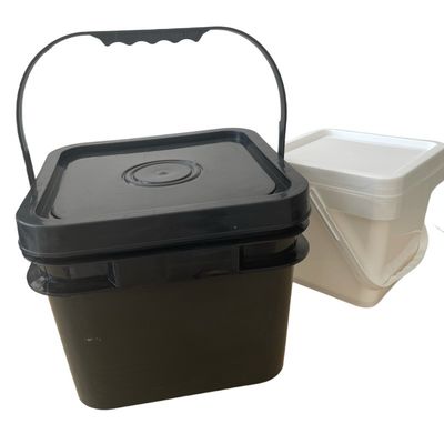 Comida para mascotas 5L 6L 8L 10L cuadrados de plástico con tapa de reciclaje