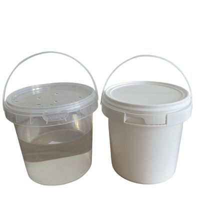 Baldes de plástico de calidad alimentaria de 1L 2L 5L de color blanco transparente de fácil apertura con tapa y manija