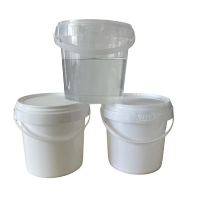 Baldes de plástico de calidad alimentaria de 1L 2L 5L de color blanco transparente de fácil apertura con tapa y manija