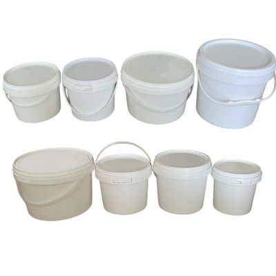 Baldes de plástico de calidad alimentaria de 1L 2L 5L de color blanco transparente de fácil apertura con tapa y manija