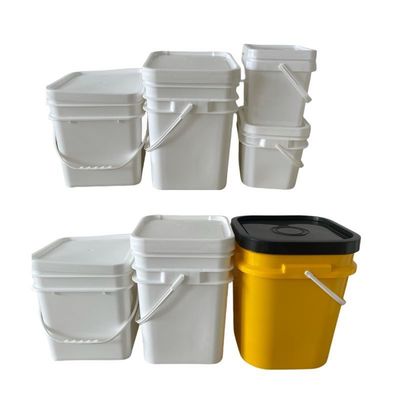 Cubo de plástico cuadrado de color personalizado con tapa y mango de metal Certificado GAP/ISO/FDA