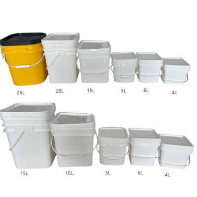 GAP/ISO/FDA Certificado Cuadrado 200ml-25L Balde de plástico con tapa fácil de abrir y cerrar