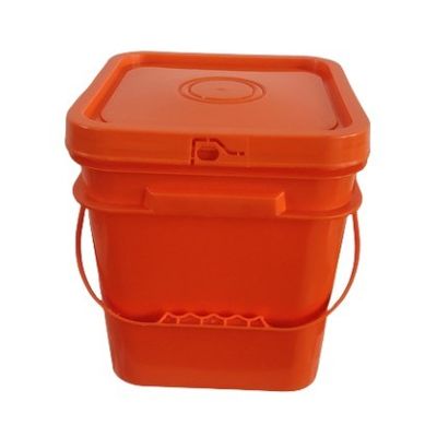 5 galones 6 galones de pintura de plástico personalizado cubo de cubo con tapa cerrada cubo de forma cuadrada