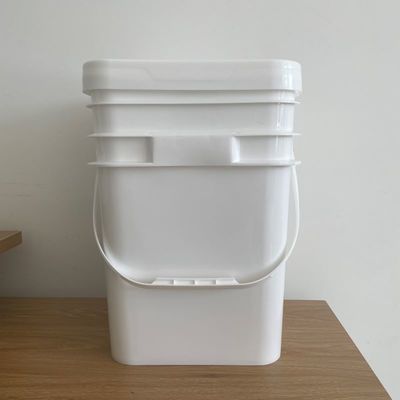 20L 25L cuadrados baldes de plástico con mango y tapa para estiércol alimentos para mascotas granos de café y nueces