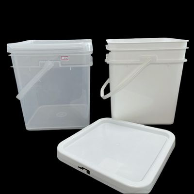 Cubo de plástico cuadrado de 15L/4 galones con impresión de transferencia de calor y tapa fácil de abrir