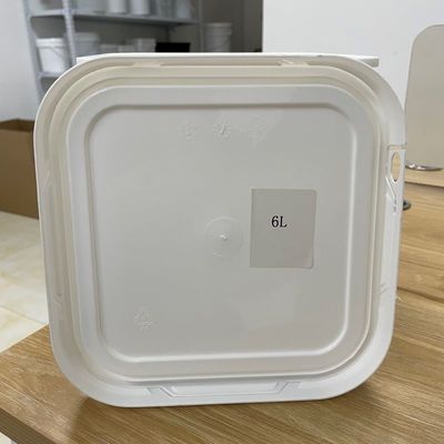 Sello a prueba de alteraciones 5L 6L Cubo cuadrado con tapa sellada y cubo de plástico impreso con logotipo
