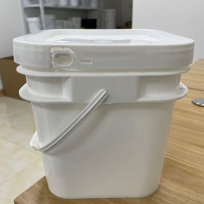 Sello a prueba de alteraciones 5L 6L Cubo cuadrado con tapa sellada y cubo de plástico impreso con logotipo