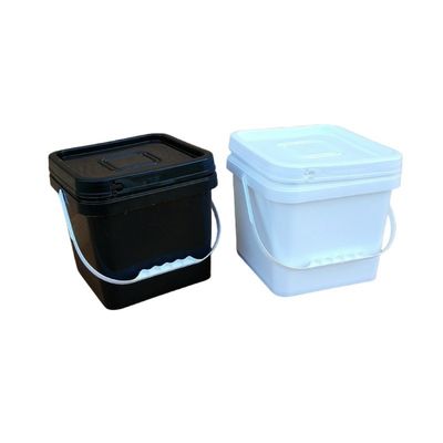 Accesorios de polipropileno cubo de plástico cuadrado de uso pesado de 2 galones 4 galones cubo cuadrado con tapa y mango