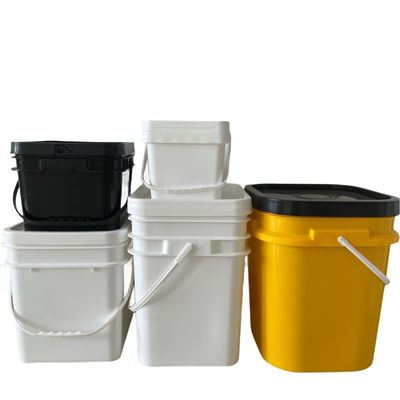 1.0 a 2.5 mm espesor libre de BPA de grado alimenticio baldes cuadrados blancos baldes de plástico 5L 10L 15L 20L