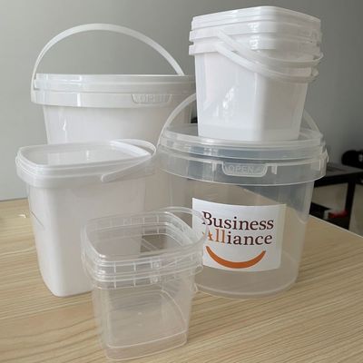 Cubo de plástico cuadrado personalizable 500ml 1L 2L 3L 5L con opción de contenedor cuadrado