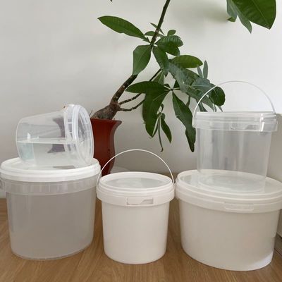 Baldes de polipropileno 2 litros Balde de plástico transparente con baldes tapa y mango