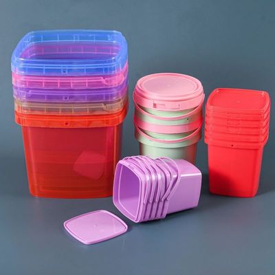 1Cubo de plástico de 0,0 a 2,5 mm de espesor con tapas y asas para envases personalizados