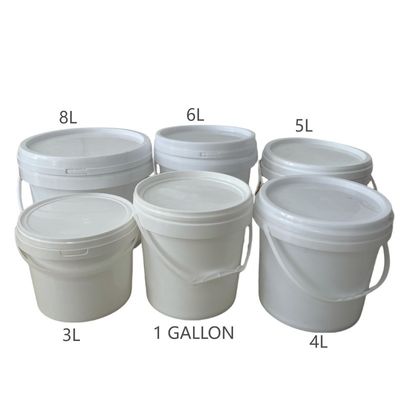 Personaliza un cubo pequeño de plástico blanco con tapa 1L 2L 3L 4L 5L y muestra gratuita incluida
