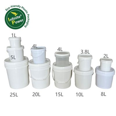 Personaliza un cubo pequeño de plástico blanco con tapa 1L 2L 3L 4L 5L y muestra gratuita incluida