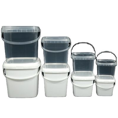 Cubo de grado alimenticio personalizar logotipo Impresión cuadrada cubo de plástico 10L 15L con accesorios