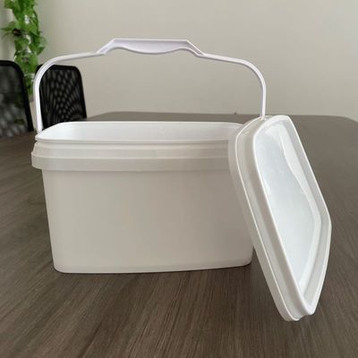 Personalizar 3L 5L fácil de abrir cubo rectangular cubo de plástico con tapa y mango