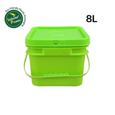 Baldes de plástico cuadrado de polipropileno/HDPE con tapa y manija de impresión a color personalizada