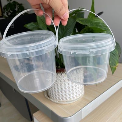 Contenedor de plástico transparente de 1000 ml con pantalla de seda e impresión de transferencia de calor