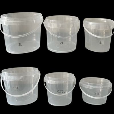 Contenedores redondos o cuadrados con cubos y cubos de plástico de fácil apertura de grado alimenticio