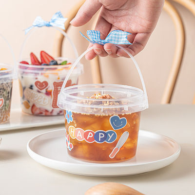 Cubo de plástico transparente para almacenamiento de alimentos o contenedor para llevar en forma redonda o cuadrada