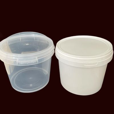Material de polipropileno redondo o cuadrado 3L 5L contenedor de alimentos con tapa cubo de plástico