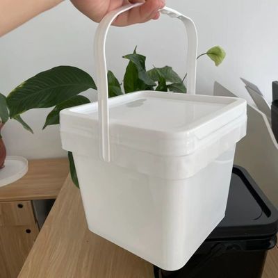 Reciclar 5L 6L 8L 10L HDPE plástico cubo cuadrado con logotipo de impresión personalizado y diseño