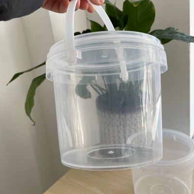 Cubo de plástico blanco de grado alimenticio con tapa 1 lt 2 lt 3 lt 4 lt 5 lt Cubo tipo PP