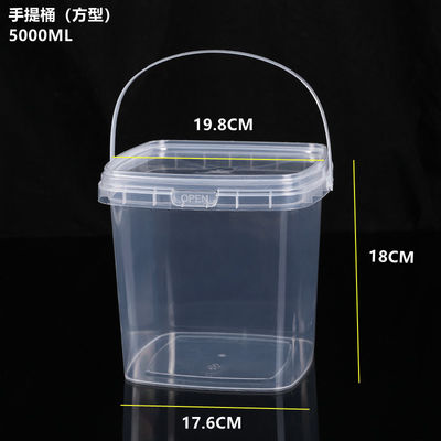 Cuadrado 2L 3L 5L 8L 10L Cubo de plástico transparente con tapa fácil de abrir y cerrar Personalizar redondo