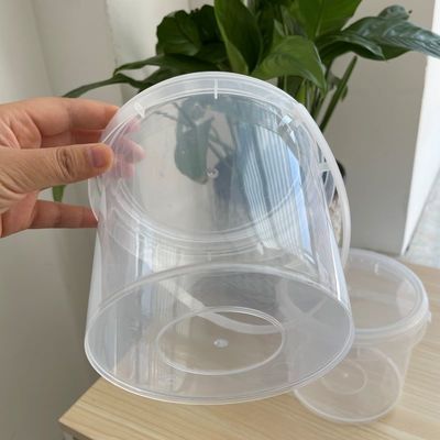 1.0MM-2.5mm de espesor Cubo de plástico de grado alimenticio con tapa Blanco claro
