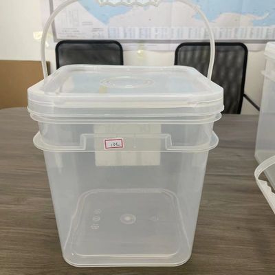 Cubo cuadrado claro de 10L con impresión de transferencia de calor y material de polipropileno