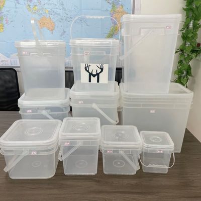 Cuadrado HDPE 4L 5L 8L cubo de plástico cubo de plástico cuadrado con tapa y mango