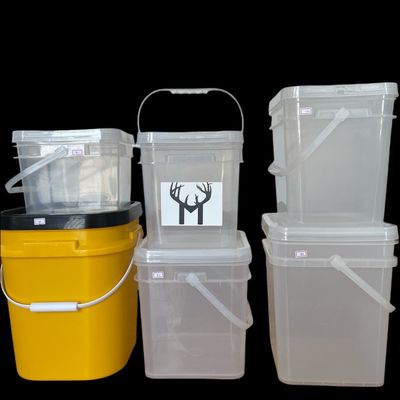 Cubo de almacenamiento de semillas cuadrado con diseño transparente y manija de tapa conveniente