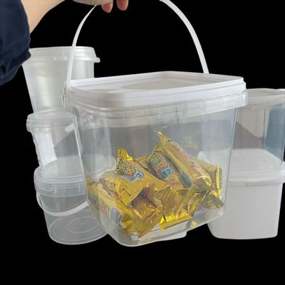Cubo de almacenamiento de semillas cuadrado con diseño transparente y manija de tapa conveniente