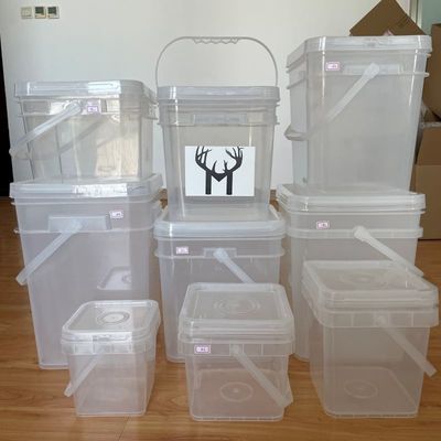 Cubo de almacenamiento de semillas cuadrado con diseño transparente y manija de tapa conveniente