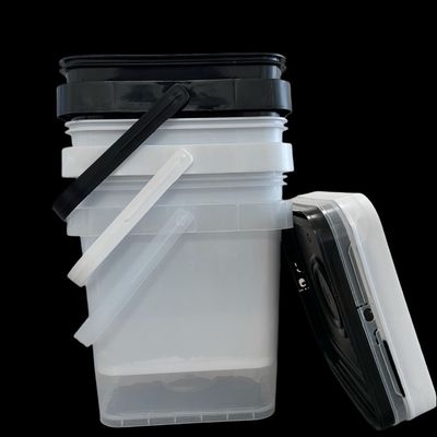 Reciclaje e industrial 4 galones de cubo cuadrado con tapa 15 litros de plástico balde