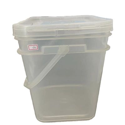 1L 3L 5L 10L 15L 20L 25L Alimento para mascotas Cubo de plástico transparente cuadrado con tapa y mango