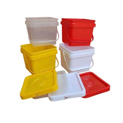 2L 4L 5L 10L cuadrados baldes de plástico con tapa y manija Logotipo de impresión a color personalizado