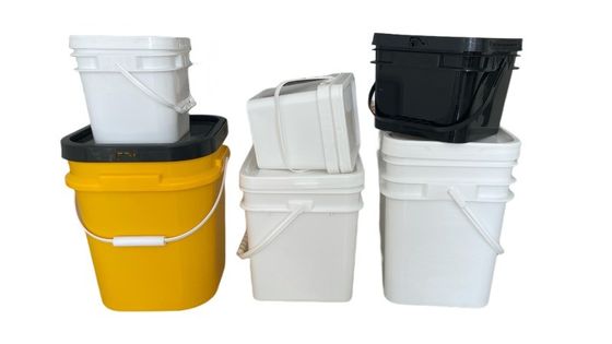2L 4L 5L 10L cuadrados baldes de plástico con tapa y manija Logotipo de impresión a color personalizado
